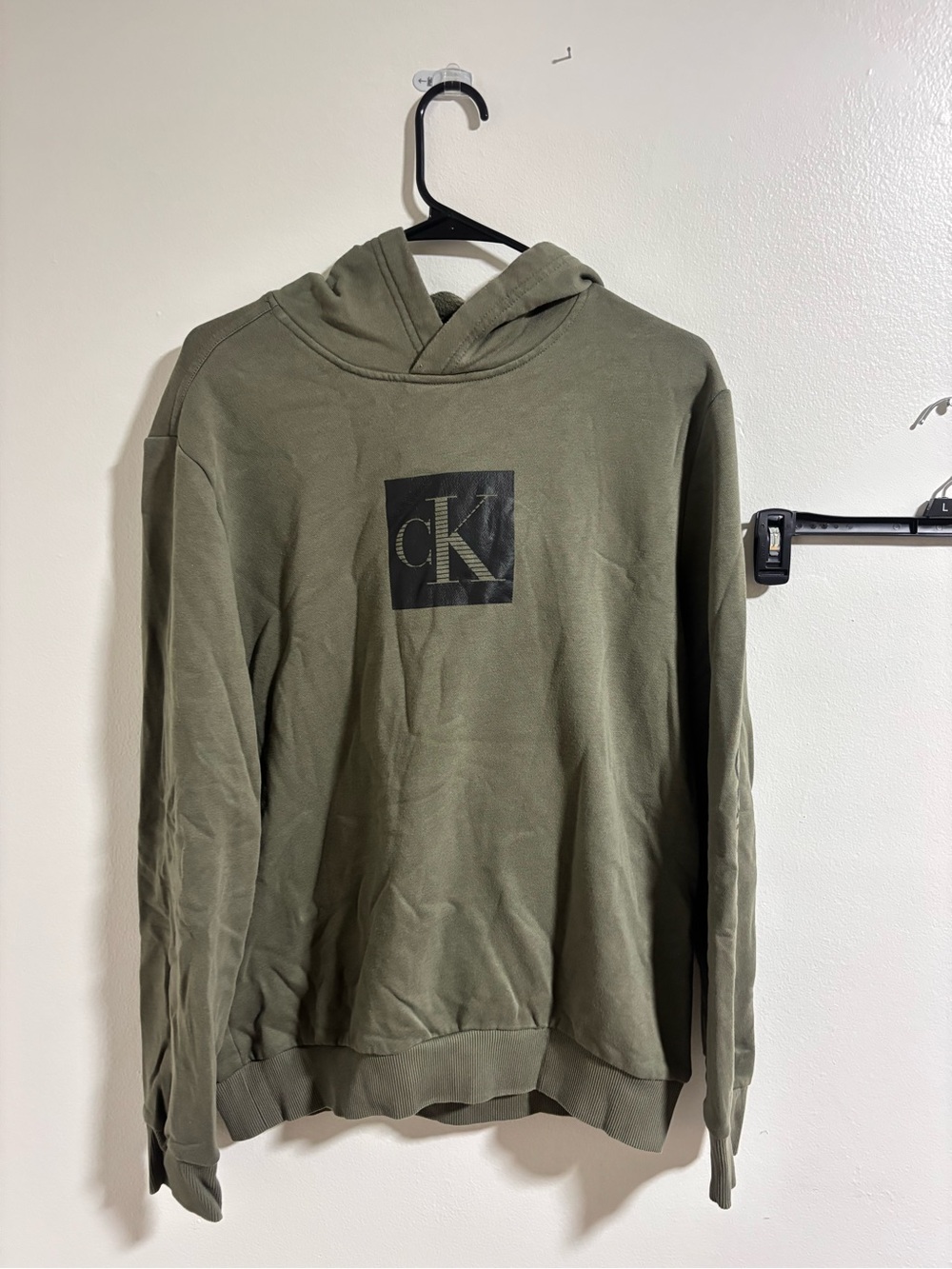 Calvin Klein Olive Green CK Logo Pullover Hoodie